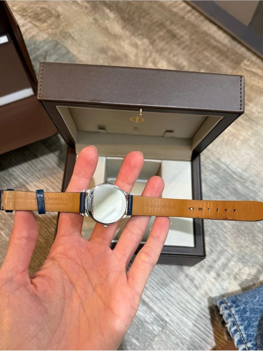 Baume & Mercier navy blue leather watch